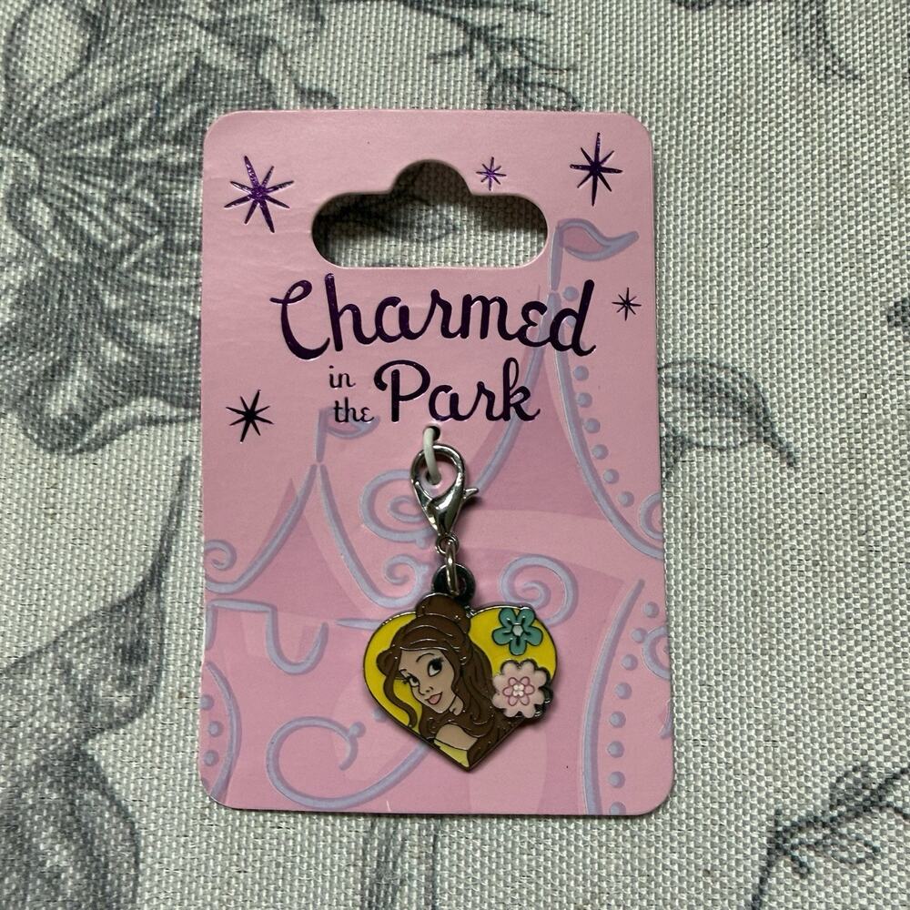 New Rare Disney Princess Charmed In The Park Belle Dangle Charm Heart Flower